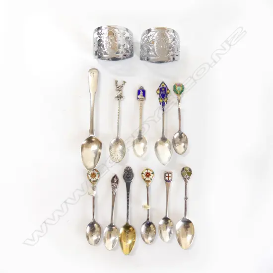 11 ASST. STG SPOONS + PR NAPKIN RINGS 170gms