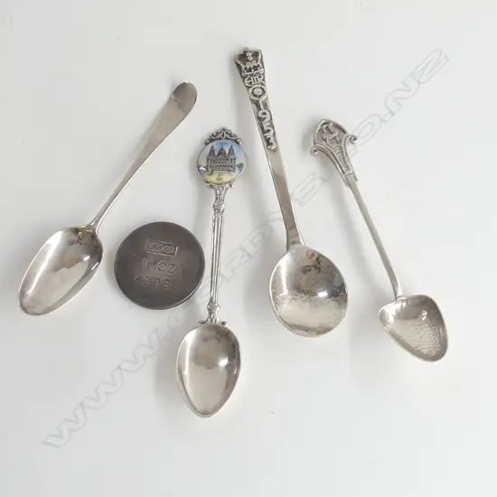 .999 SILVER 1oz INGOT + 3 SILVER SPOONS 90gms total