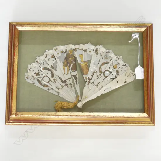 OLD FRAMED FRENCH MoP FAN 235x350mm faulted