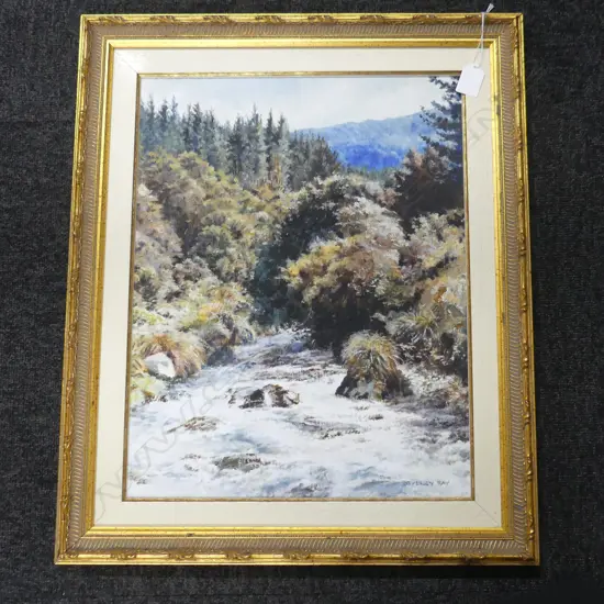 OIL RIVER SCENE SIGNED BEVERLY RAY  H590 L480MM