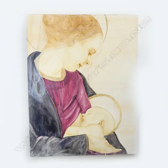 MARIA BATIZ, MADONNA & CHILD, ACRYLIC ON BOARD 450x350mm