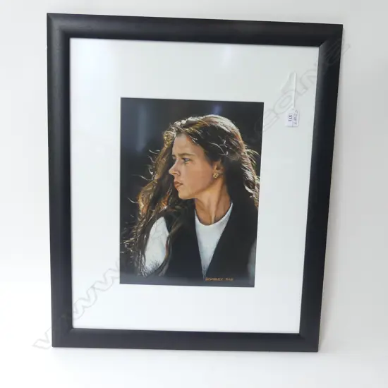 BEVERLEY RAY PASTEL PORTRAIT young woman in the sun Signed 375 x 275mm