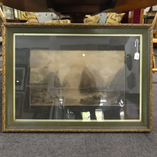 JAMES PEELE OIL 'MILFORD SOUND' MITRE PEAK SIGNED & DATED 1894 285 X 495mm