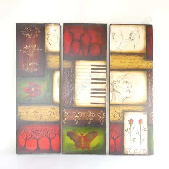 LYNDY WILSON 'CONTEMPLATION' ACRYLIC TRIPTYCH 760 X 765mm 