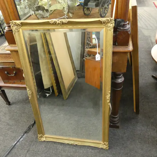 VINTAGE WALL HANGING MIRROR SCROLLED GOLD FRAME