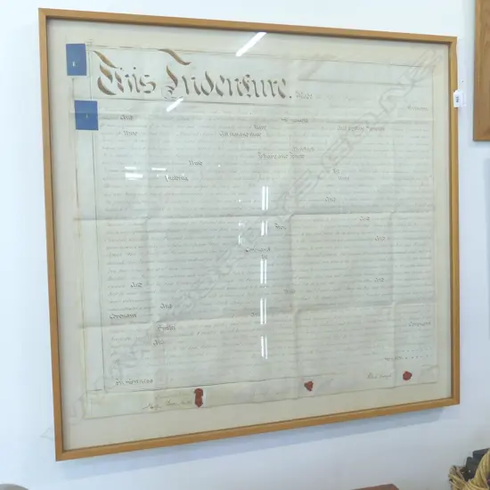 LG FRAMED EARLY 19thC IRISH INDENTURE 730x780mm