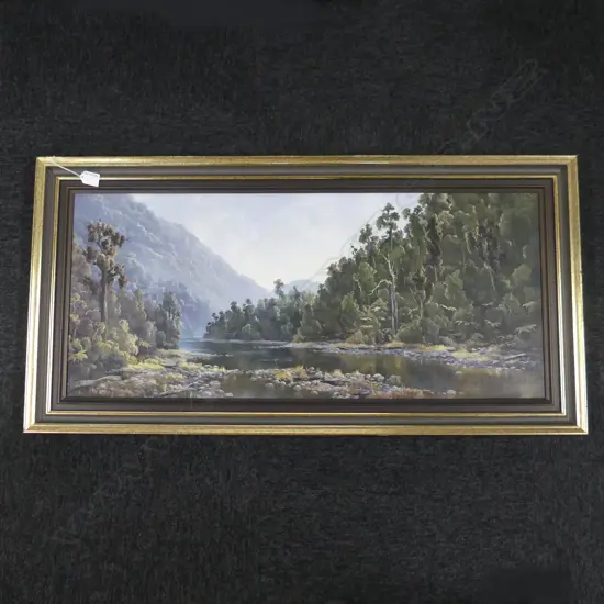 OIL DAWN IN THE MOTU HILLS WAIAUA RIVER BY DAVID LEWIS L1030MM H510MM