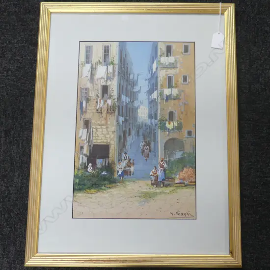 ITALIAN W/C SORENTO STREET SCENE BY M GAINNI  H540MM L410MM