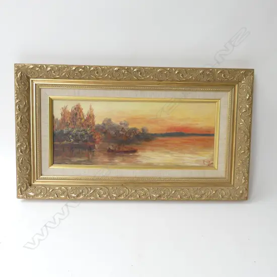 ATTRIB G.P. NERLI OIL 'WAIKATO RIVER' OIL ON BOARD 180 X 455mm