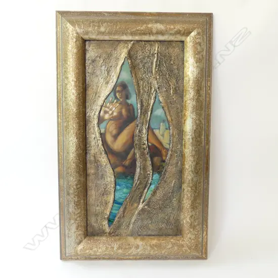 HAYLEY BROWN artwork ACRYLIC & GLASS ON BOARD 'PRIVATE' signed entitled & detailed verso 585 x 285mm well framed