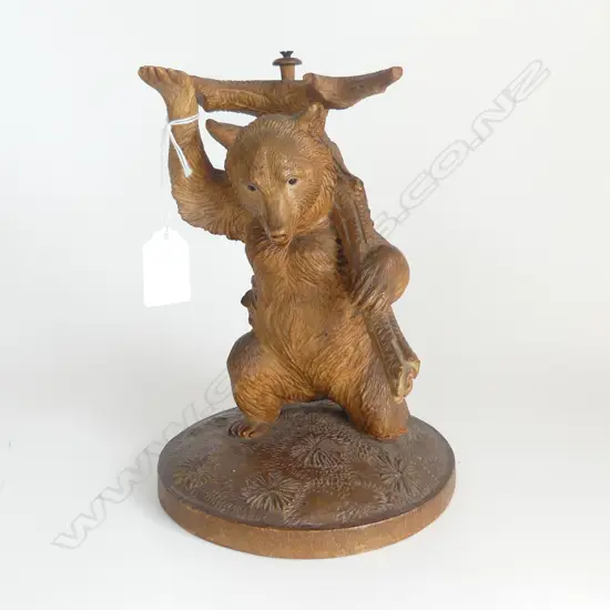 c1900 BLACK FORREST CARVED BEAR STAND H.205mm no dish or similar to top. Screw fitting to top present. some losses