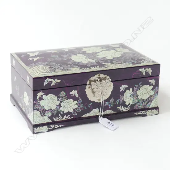 MODERN KOREAN MoP INLAID JEWELLERY BOX W.250mm AS NEW