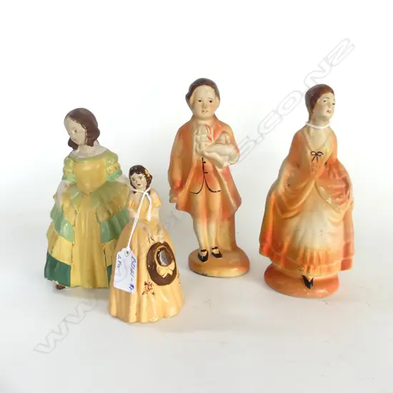 4 PCS; PR SPARTAN FIGURES IN VICTORIAN COSTUME. H.200mm & PR SPARTAN CRINOLINE LADIES. Tallest H.180mm