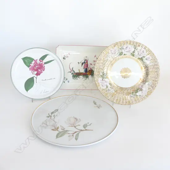 4 PLATES; HUTSCHENREUTHER 325mm dia, PARAGON, VILLEROY & BOCH RECTANGULAR 210x285mm & BOXED CAMELLIA 235mm dia