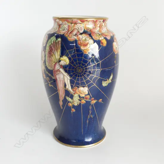ROYAL WINTON GRIMWADES FAIRY & SPIDERWEB LUSTRE VASE EXCELLENT CONDITION  H.21CM