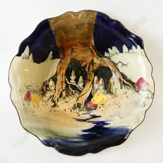 LARGE ROYAL DOULTON GNOMES BOWL. PROFESSIONAL REPAIR TO RIM. Dia. 255 H. 80mm