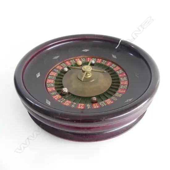 VINTAGE WOODEN ROULETTE WHEEL & BALLS  DIA295MM