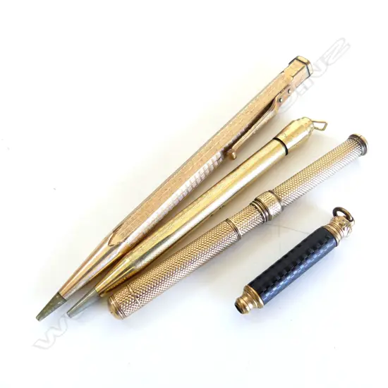 4 VINTAGE GOLD PLATE PROPELLING PENCILS