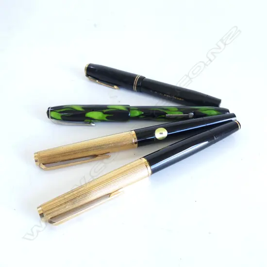 PARKER VACUMATIC FOUNTAIN PEN end missing?  named R. W. J. Hollywood + 3 other pens