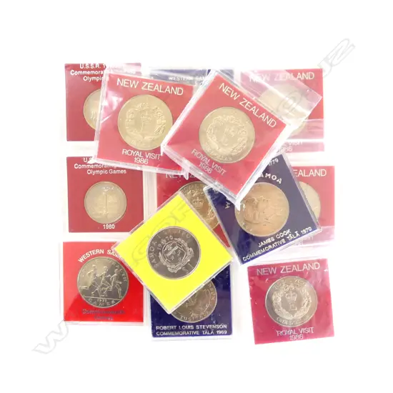 14 COMMEMORATIVE COINS, 5x SAMOA, 2x USSR, 6x '86 ROYAL VISIT, 1 OTHER