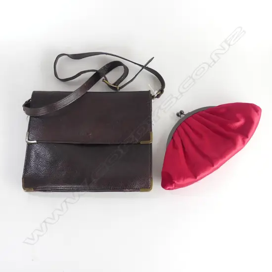 2 LADY'S BAGS:1X RED SILK & 1X ITALIAN LEATHER 