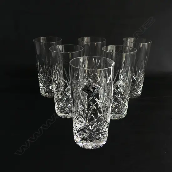 6 EDINBURGH CRYSTAL HIGH BALL GLASSES H.150mm