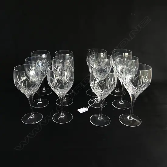 12 ROYAL DOULTON CRYSTAL WINE GLASSES; 5x H.185mm, 7x175mm