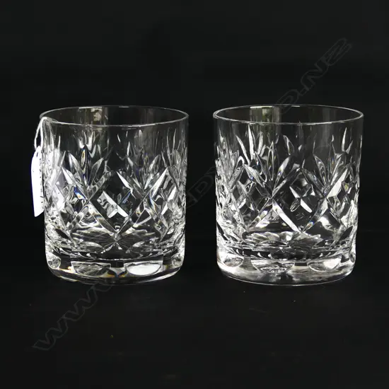 PAIR OF ROYAL DOULTON CRYSTAL WHISKY TUMBLERS GEORGIAN PATTERN H. 74MM