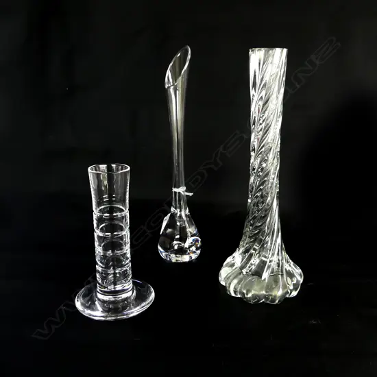 3 CRYSTAL VASES, TALLEST H.290mm
