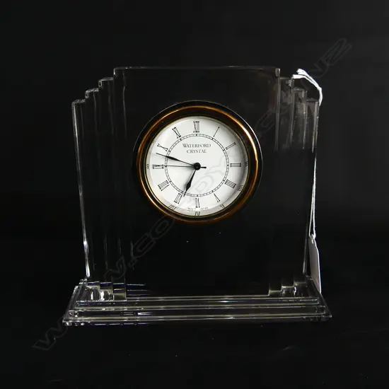 WATERFORD CRYSTAL MANTEL CLOCK H.150mm w. ORIG. BOX, BAG & PAPERS