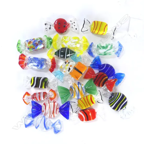 19 ASST. MURANO ART GLASS LOLLIES