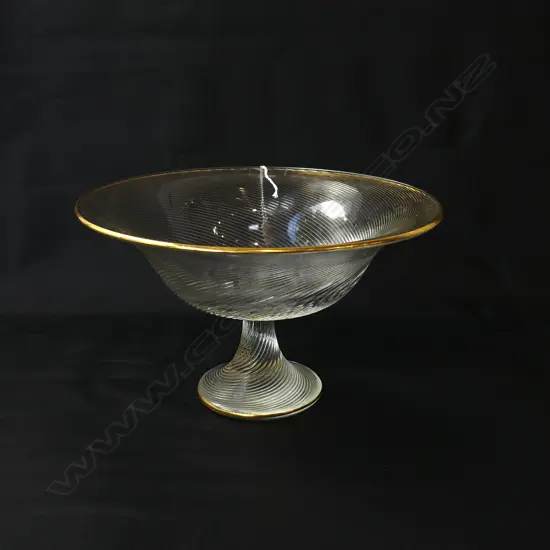 LG ART GLASS FOOTED BOWL COMPORT 295mm dia