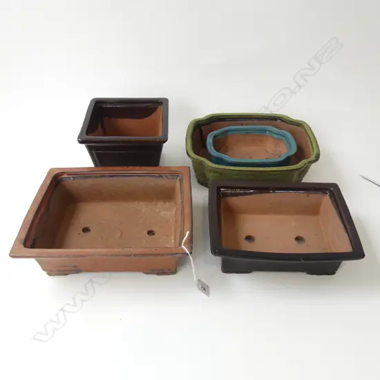 4 GLAZED CERAMIC BONSAI POTS LARGEST 310x250mm