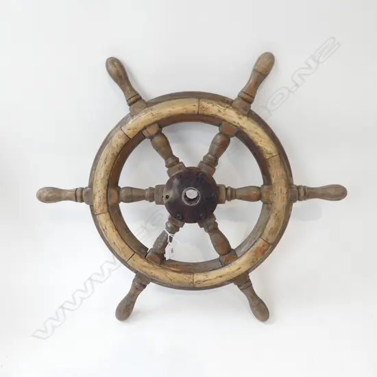 VINTAGE WOODEN SHIPS WHEEL 620mm dia