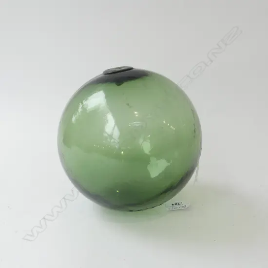 VINTAGE GREEN GLASS FISHING FLOAT 'EXTRA RG PORTUGAL' 190mm dia