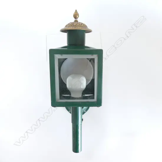 GREEN PAINTED METAL LANTERN H.450mm