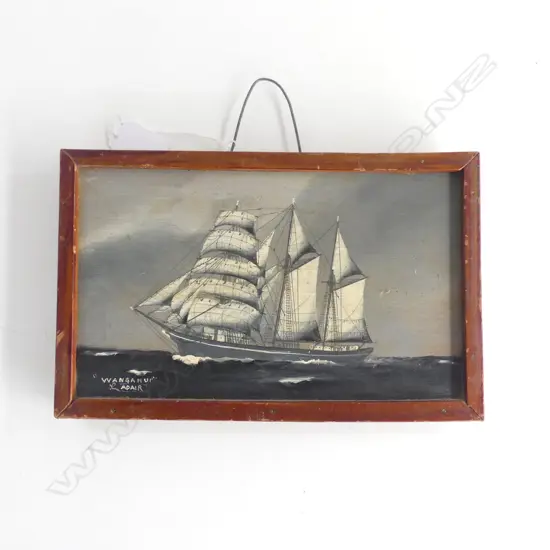 (2480S) ACRYLIC ON BOARD BY ADAIR OF THE "WANGANUI" CROSSING THE TASMAN SEA. 204 x 106MM