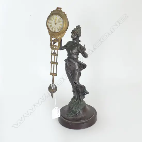 ANTIQUE SPELTER MYSTERY CLOCK, FAULTS H.340mm