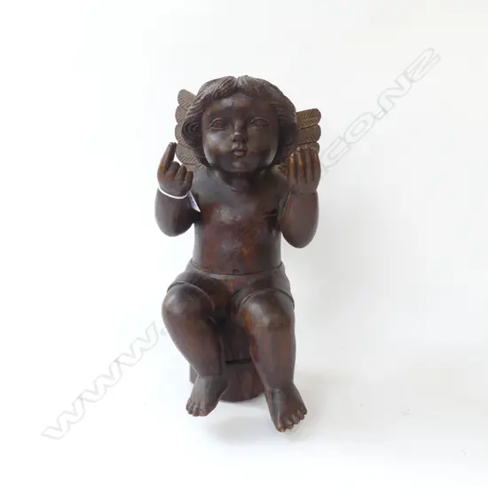 CARVED WOODEN ANGEL H.385mm