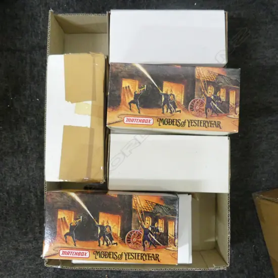 4 MINT & BOXED DIE CAST FIRE ENGINES & 1 AMBULANCE 