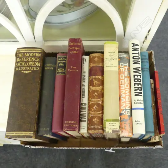 TWELVE OLD BOOKS – POEMS, BYRON, WAR, BOOK OF THE THIN RED LINE ETC