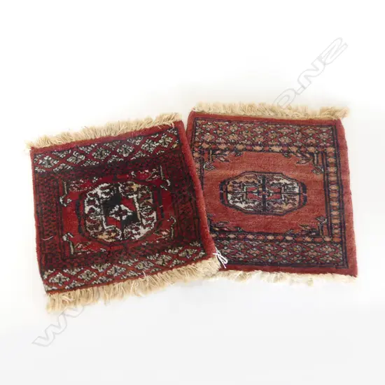 2 V.SMALL AFGHAN H/KNOTTED RUGS 320 X 285mm