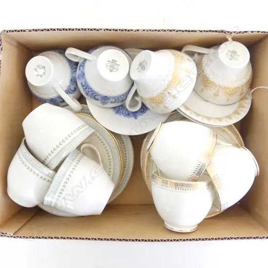 ENG & GERMAN  BONE CHINA CUPS & SAUCERS, INCLDS ROYAL DOULTON & HUTSCHENREUTHER