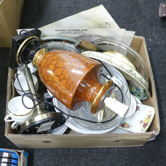 2 LAMP BASES, 3 APILCO CASSEROLES, ETC