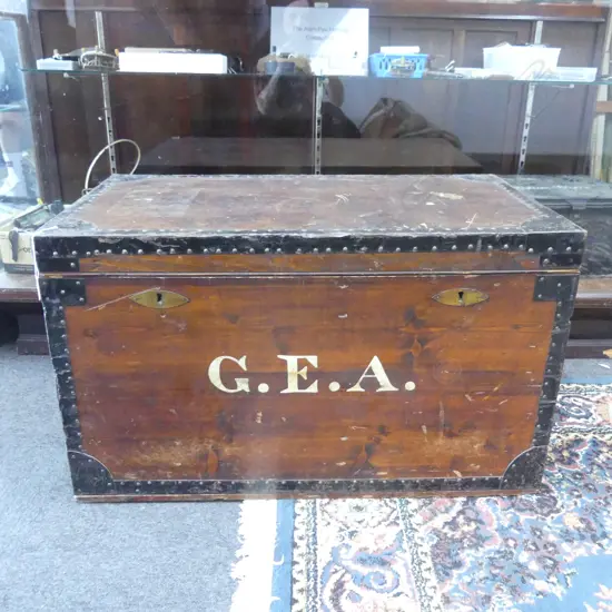 VINTAGE STEAMER TRUNK 'G.E.A.' 910x510x540mm