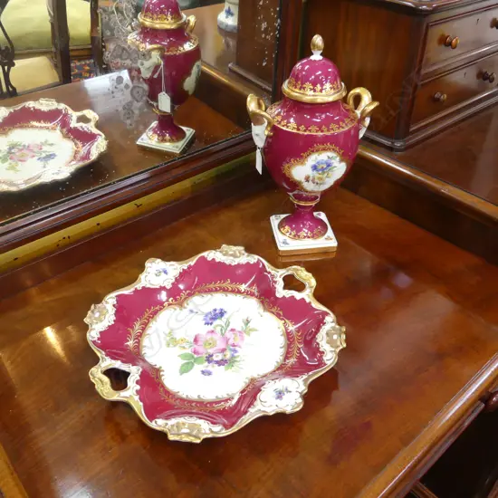 WEST GERMAN KAISER 'CONTESSE' PLATE 310x310mm & LIDDED URN H.310mm