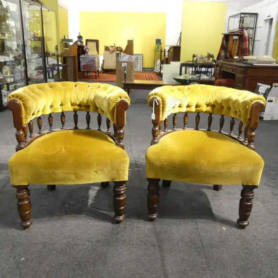 PR EDWARDIAN TUB CHAIRS IN MUSTARD VELVET