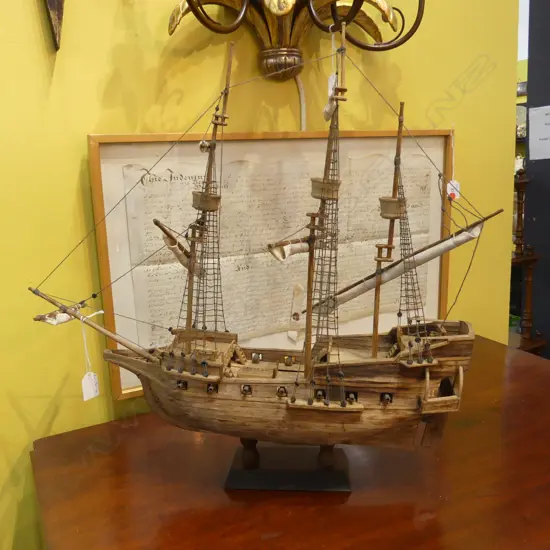 VINTAGE HAND MADE BALSA SAIL BOAT MODEL H.560mm