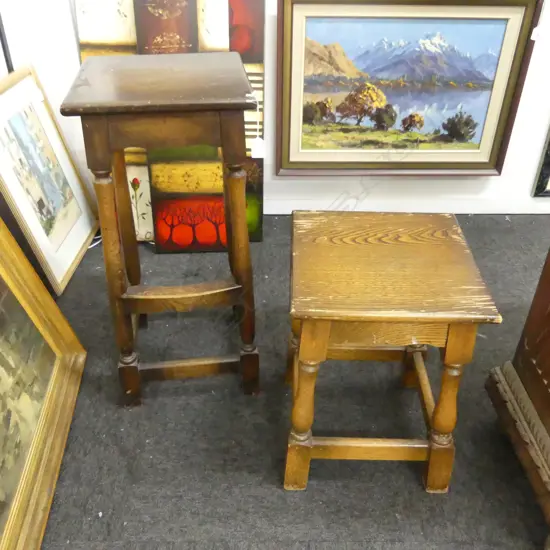 2 VINTAGE WOODEN STOOLS H.450, 685mm