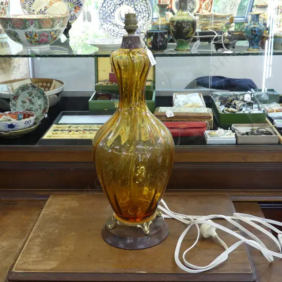 RETRO AMBER GLASS LAMP (NO SHADE) H.530mm